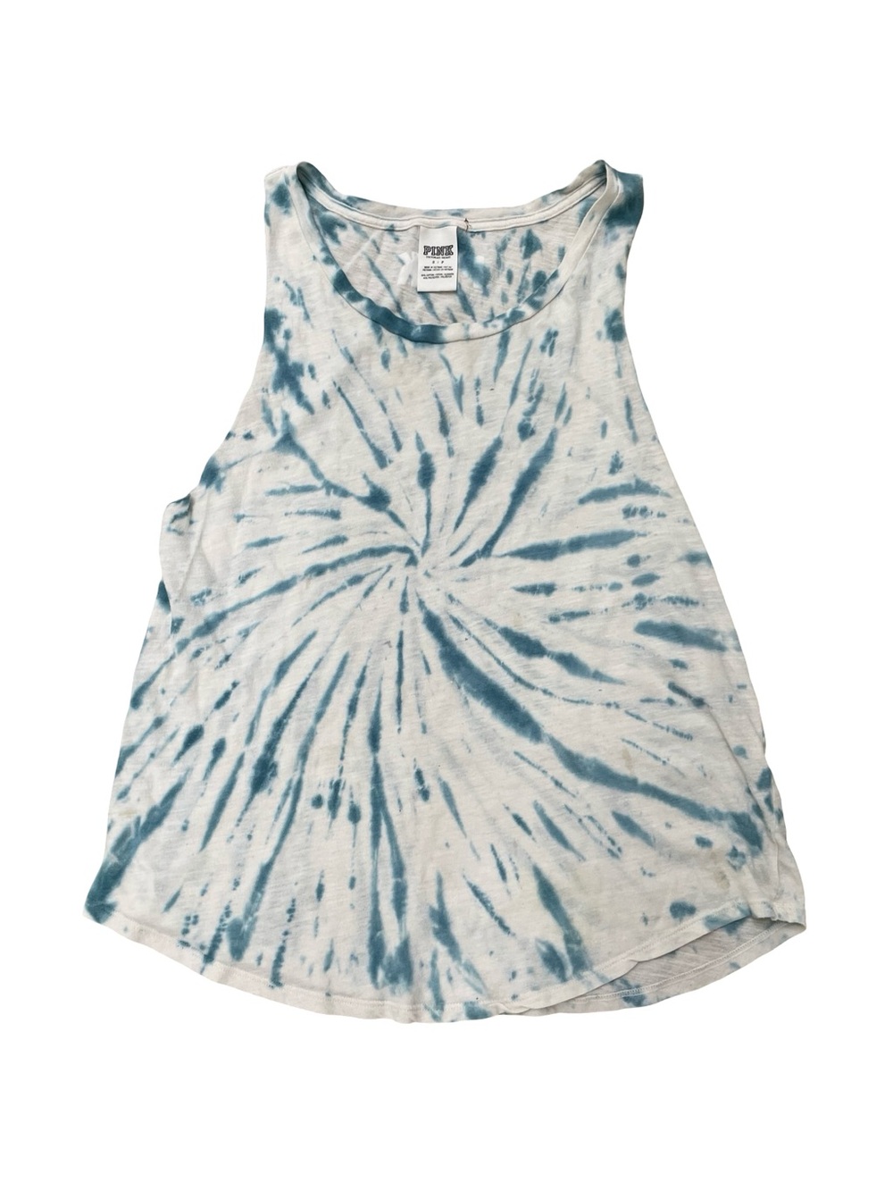 PINK Victoria's Secret Blue and White Tie-Dye Tank
